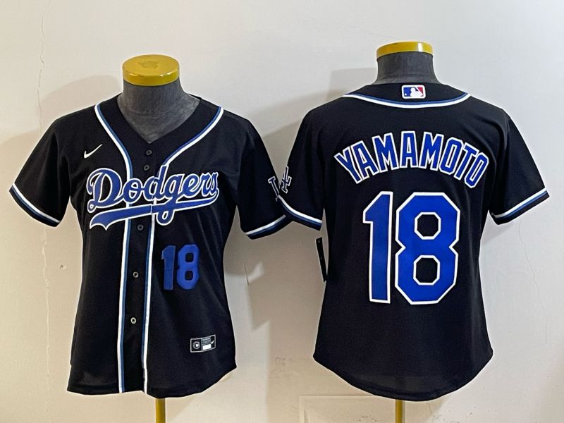 Youth 2026 Los Angeles Dodgers #18 Yamamoto Black Game Nike MLB Jersey style 003